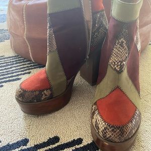 Platform patchwork heels. Us Size 10 Uk 8